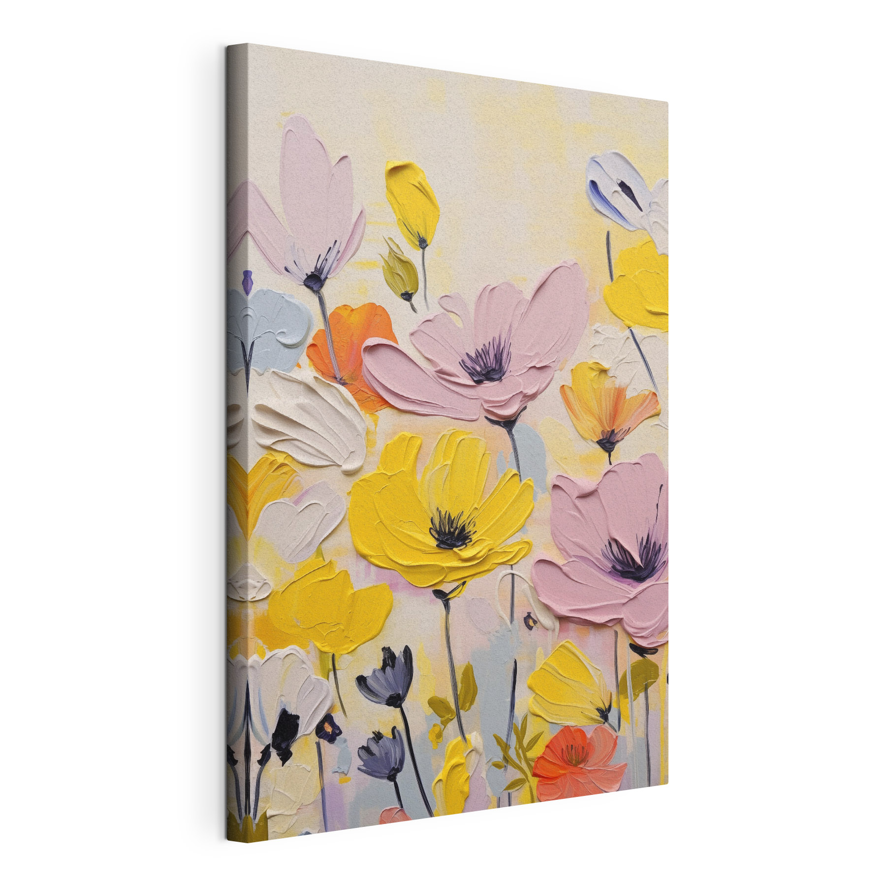 Painting of flowers on a white surface Painting of flowers on a white surface