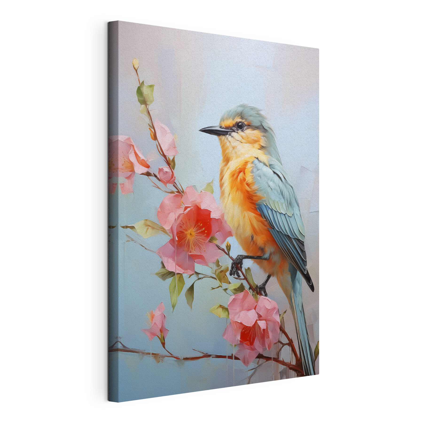 Bird on a branch with flowers Bird on a branch with flowers