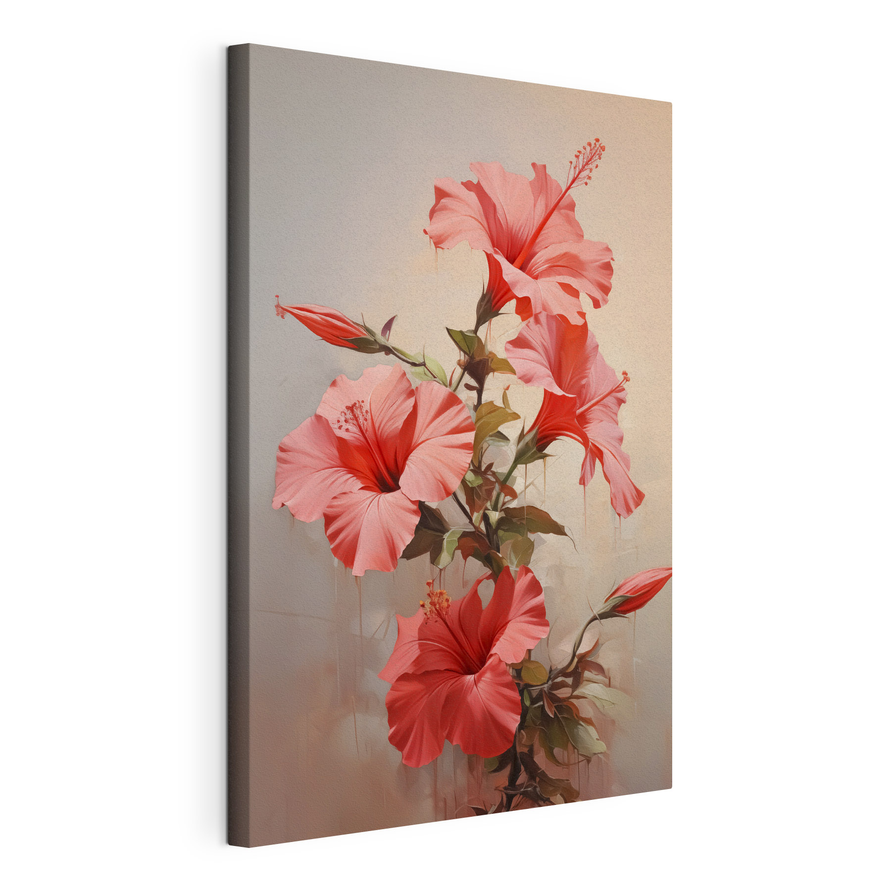 Vibrant hibiscus blooms in soft hues Vibrant hibiscus blooms in soft hues