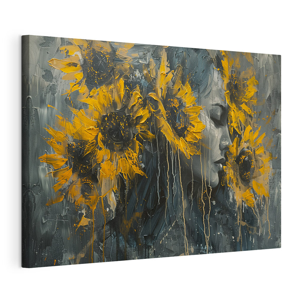Painting of a woman with sunflowers Painting of a woman with sunflowers