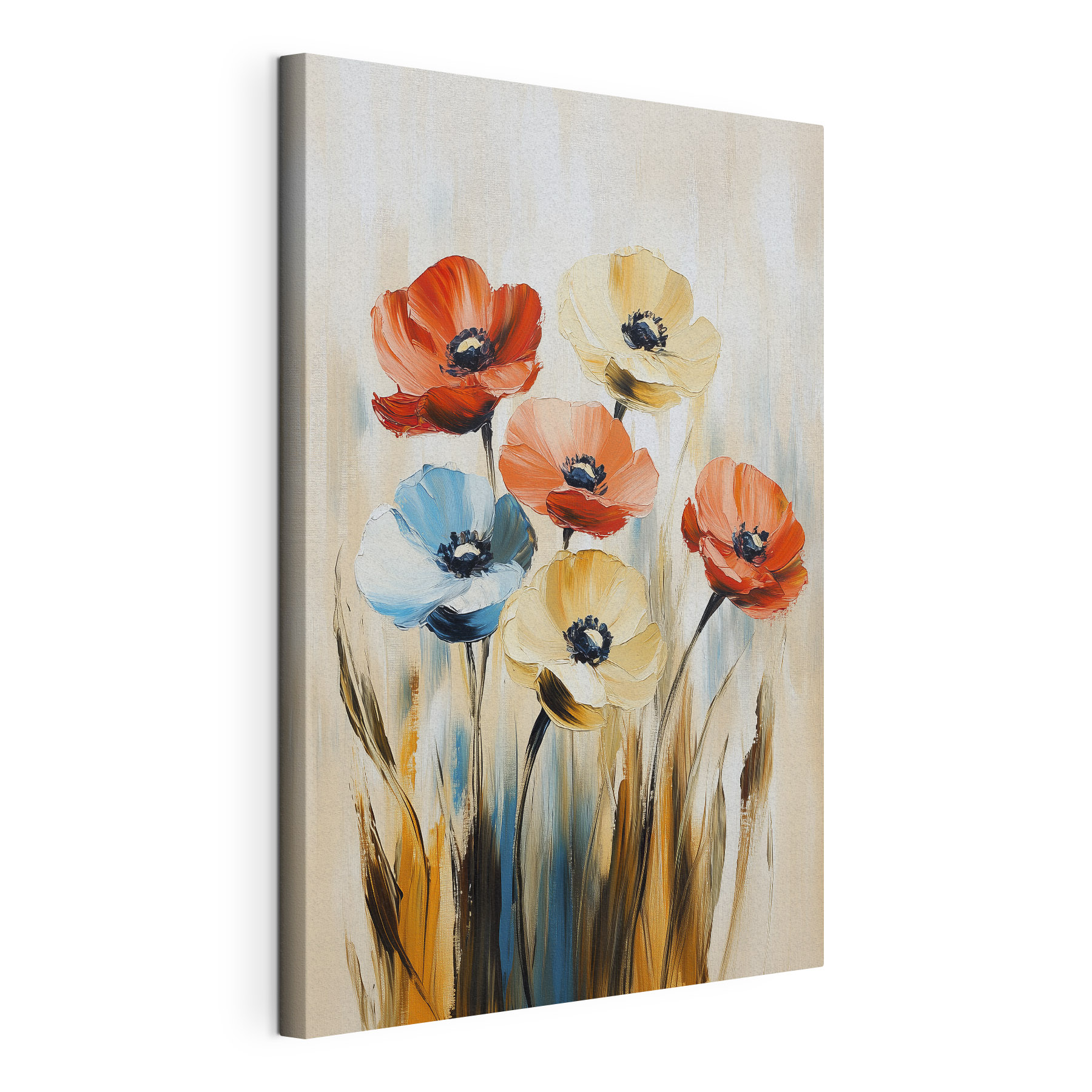 Painting of flowers on a canvas