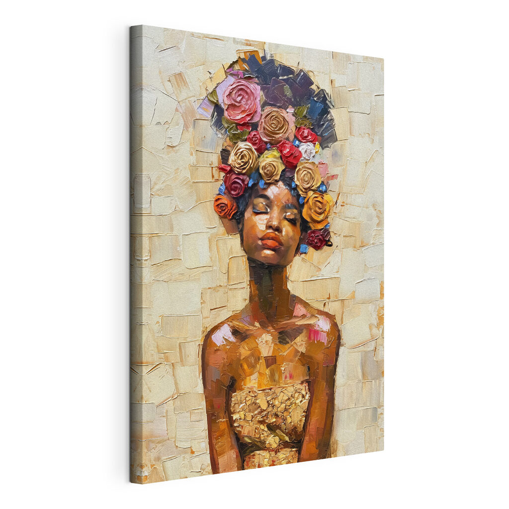 Painting of a woman with flowers on her head Painting of a woman with flowers on her head