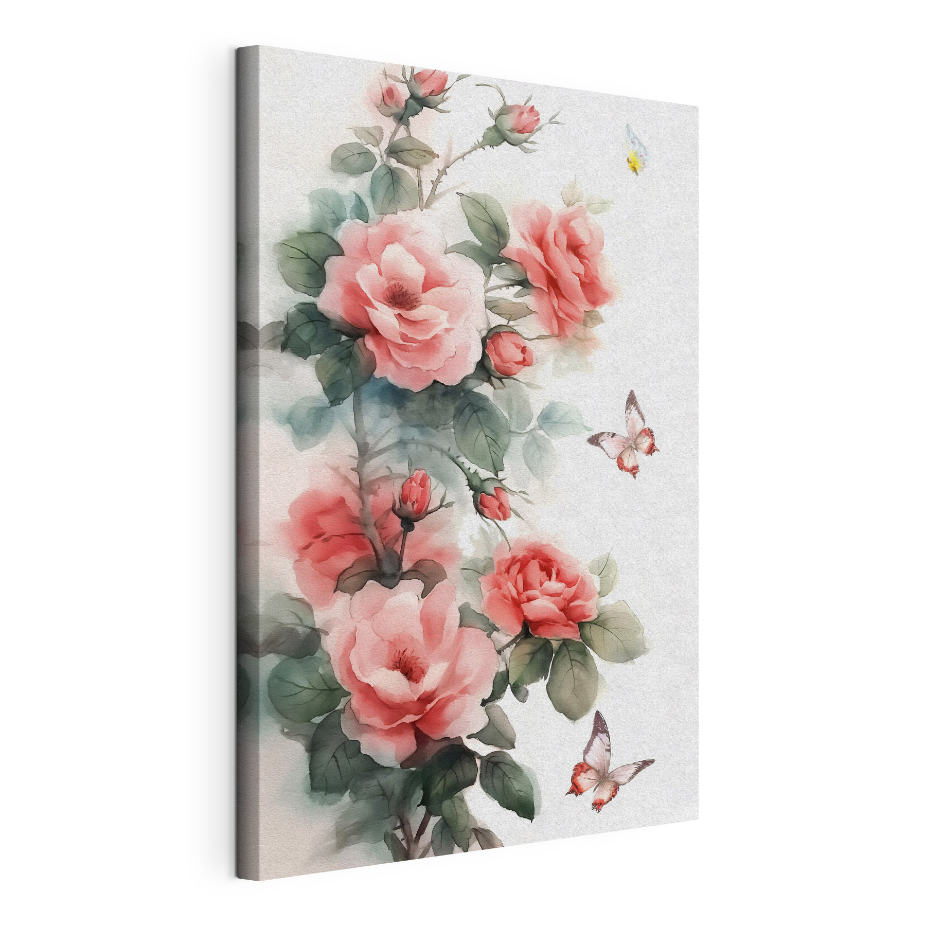 Painting of pink flowers and a butterfly Painting of pink flowers and a butterfly