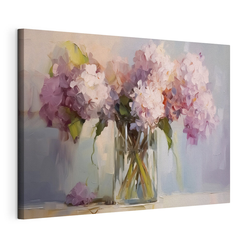 Painting of flowers in a glass vase Painting of flowers in a glass vase