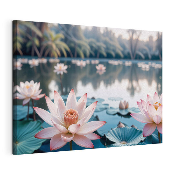 Quadri Fiori rosa e bianchi su un lago (COD: s40555) Quadri Quadri Fiori rosa e bianchi su un lago (COD: s40555)