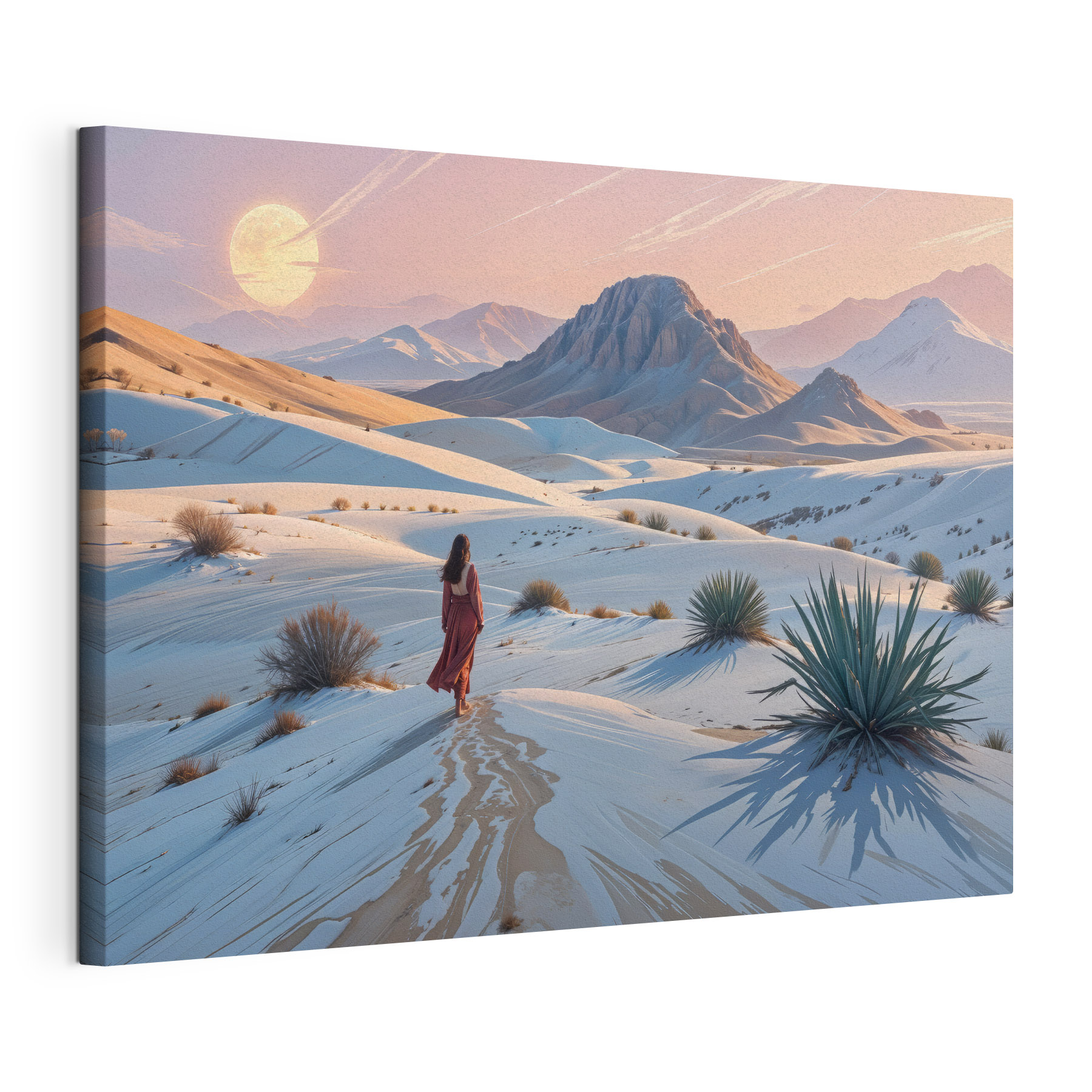 Woman walking in the snow
