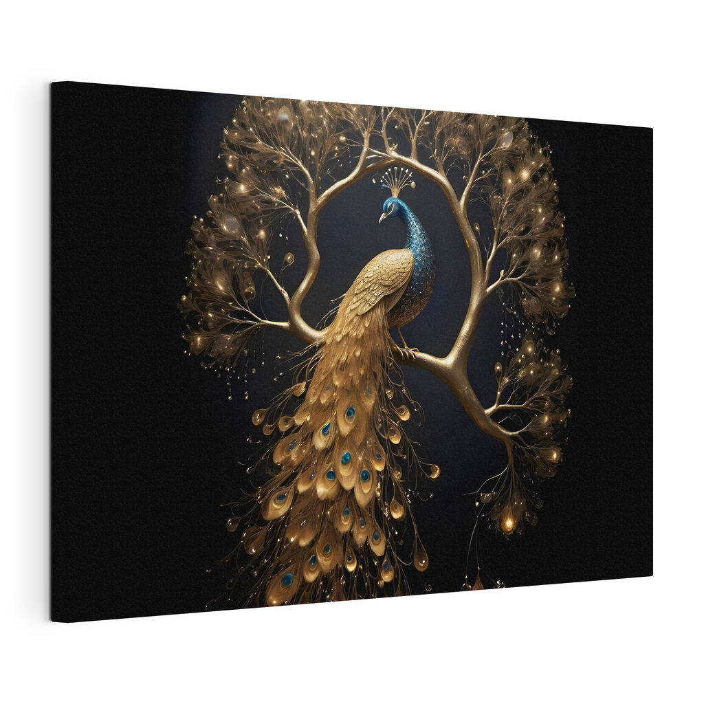 Peacock majesty amid luminous branches
