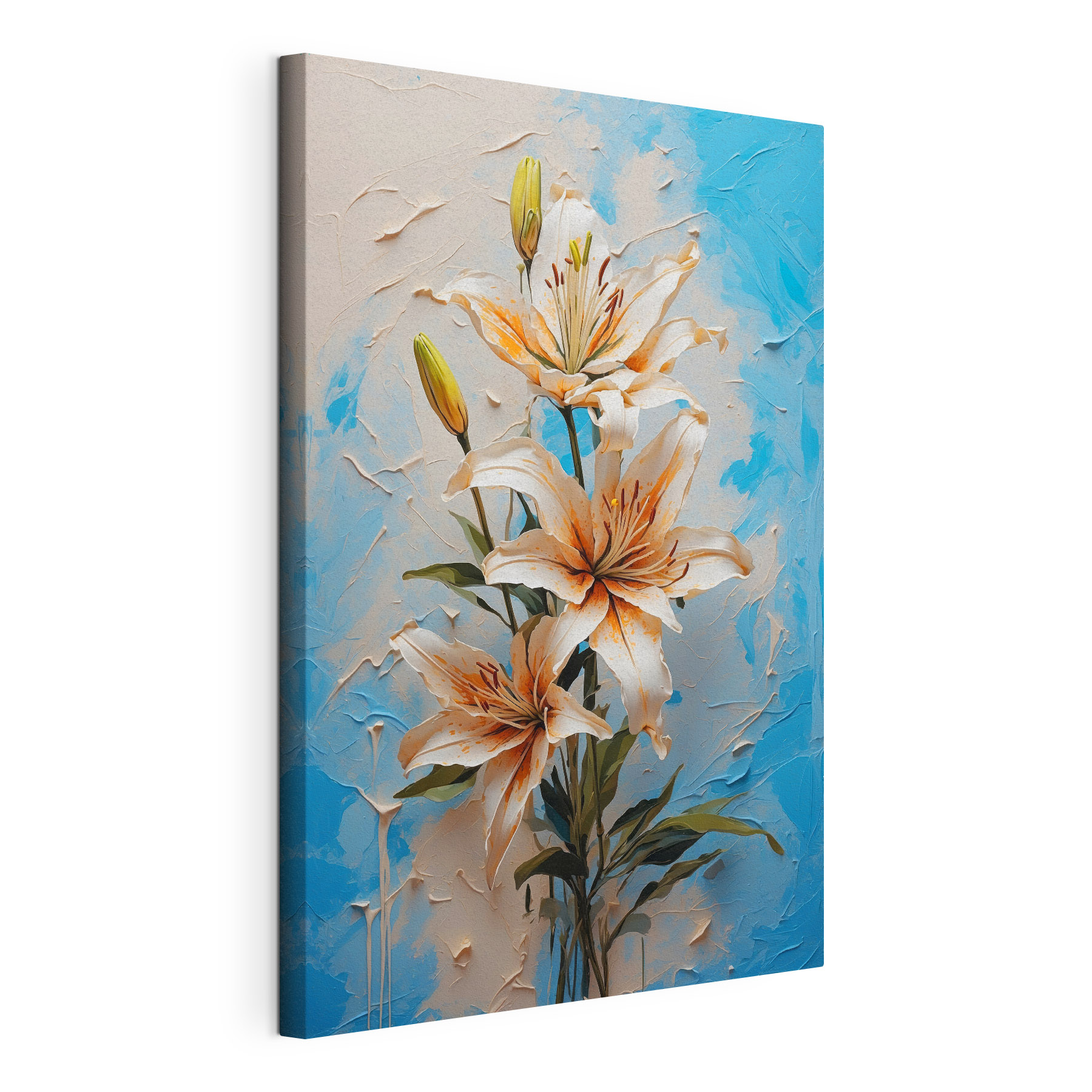Painting of flowers on a blue background