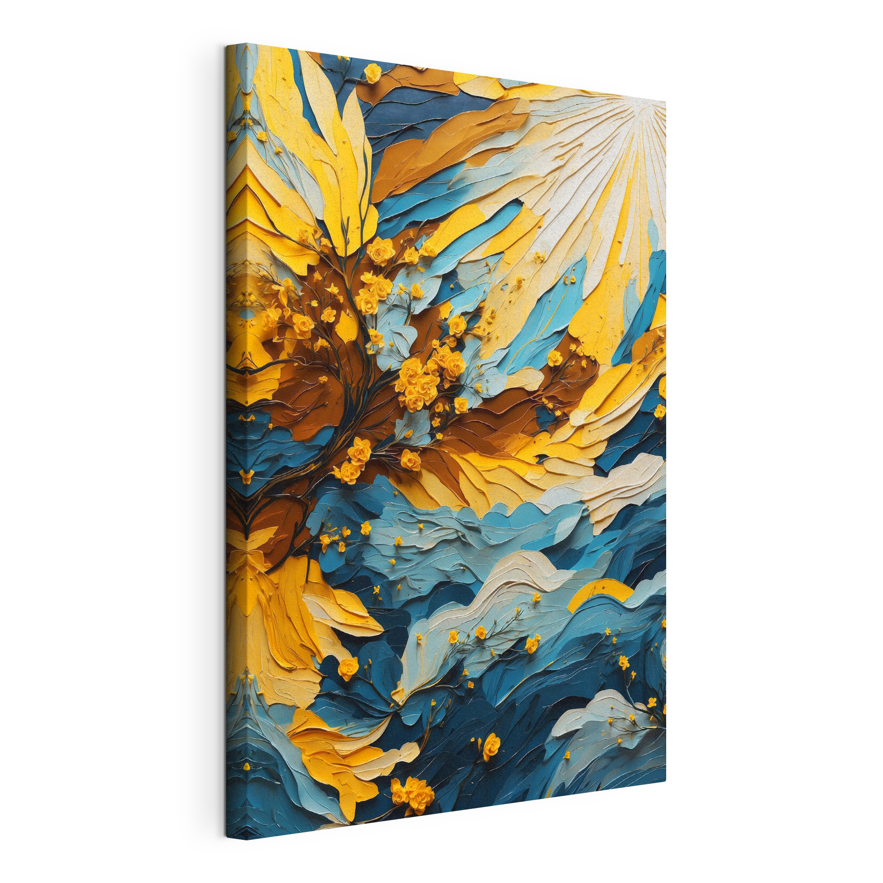 Painting of a tree with yellow flowers Painting of a tree with yellow flowers