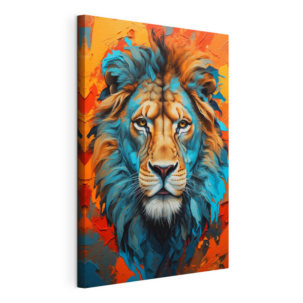 Colorful lion with white whiskers Colorful lion with white whiskers