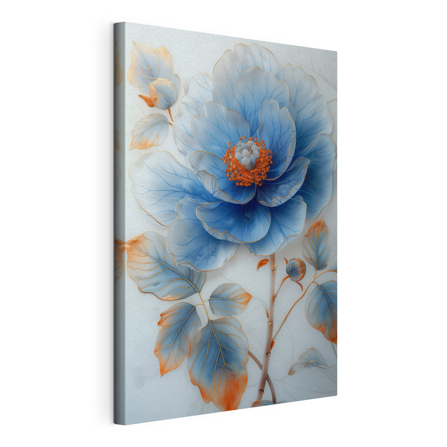 Blue flower with orange center