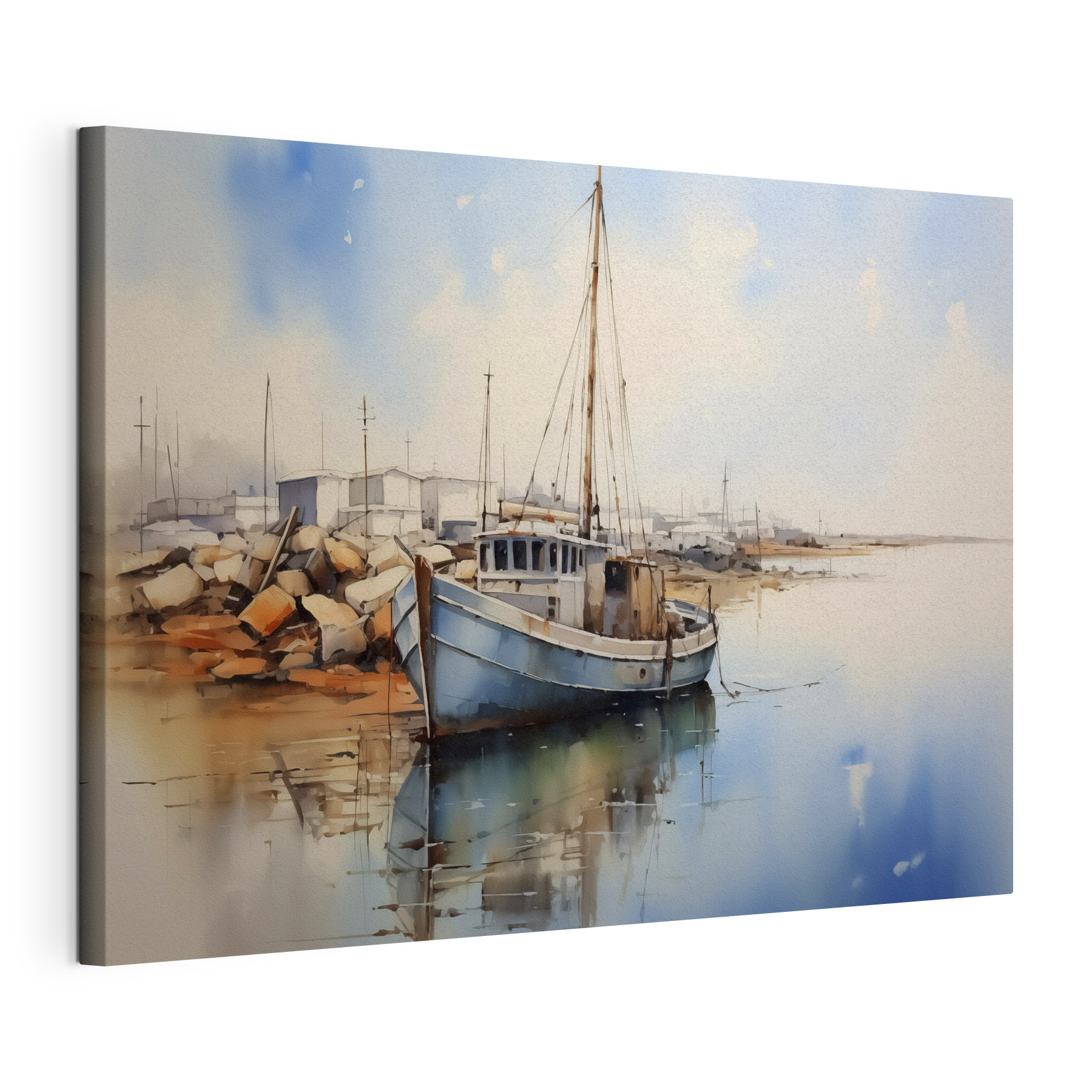 Watercolor of a boat on the water