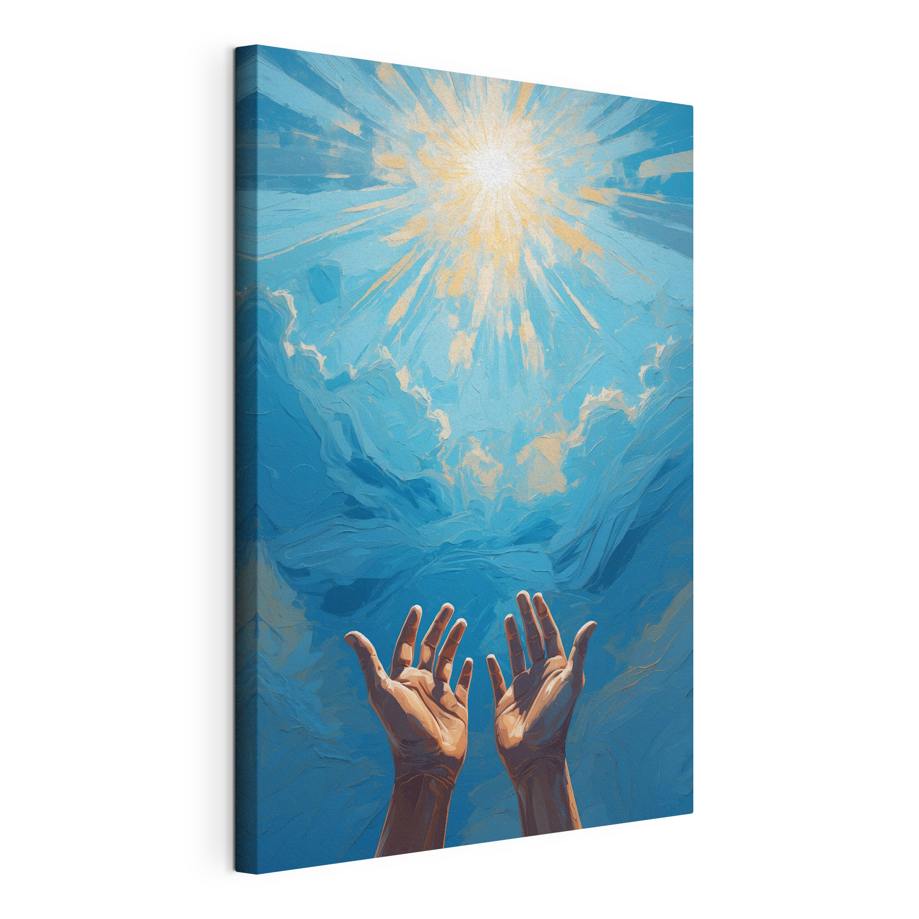 Pair of hands reaching out to the sky