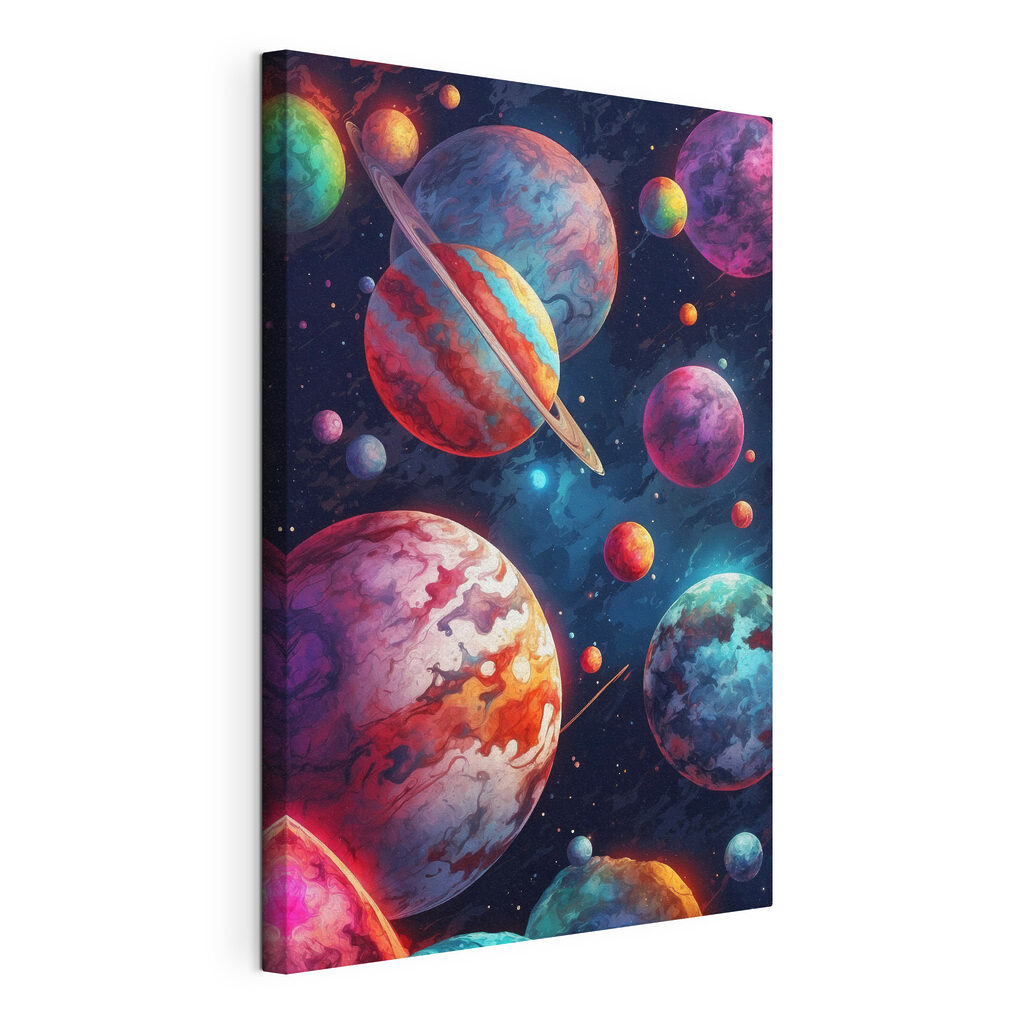 Colorful planets in space