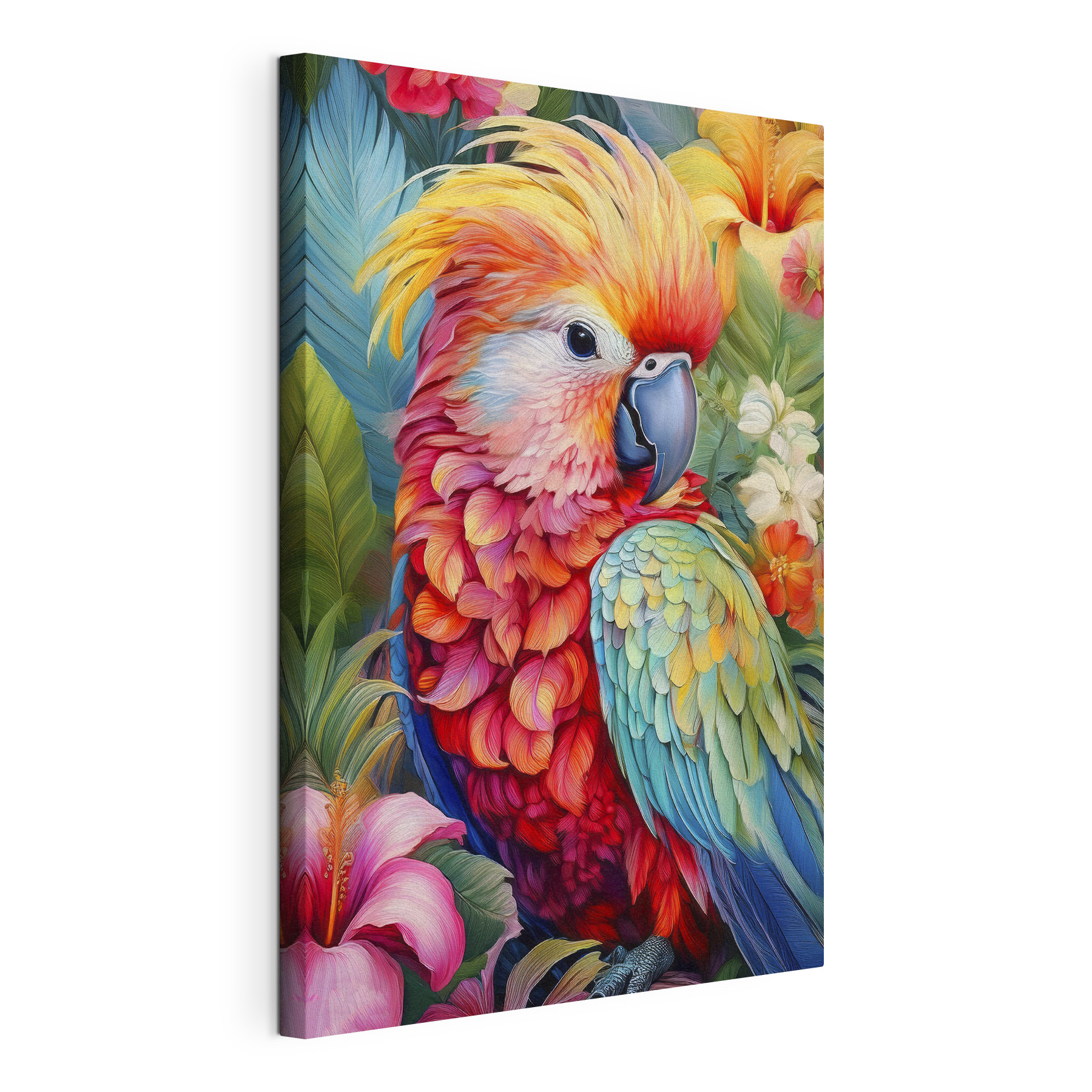 Colorful bird with feathers