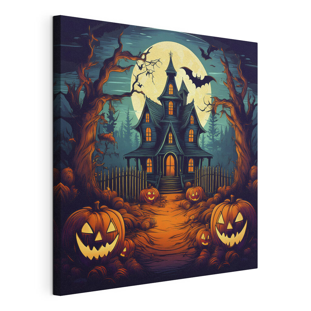 House with pumpkins and a fence in front of it House with pumpkins and a fence in front of it