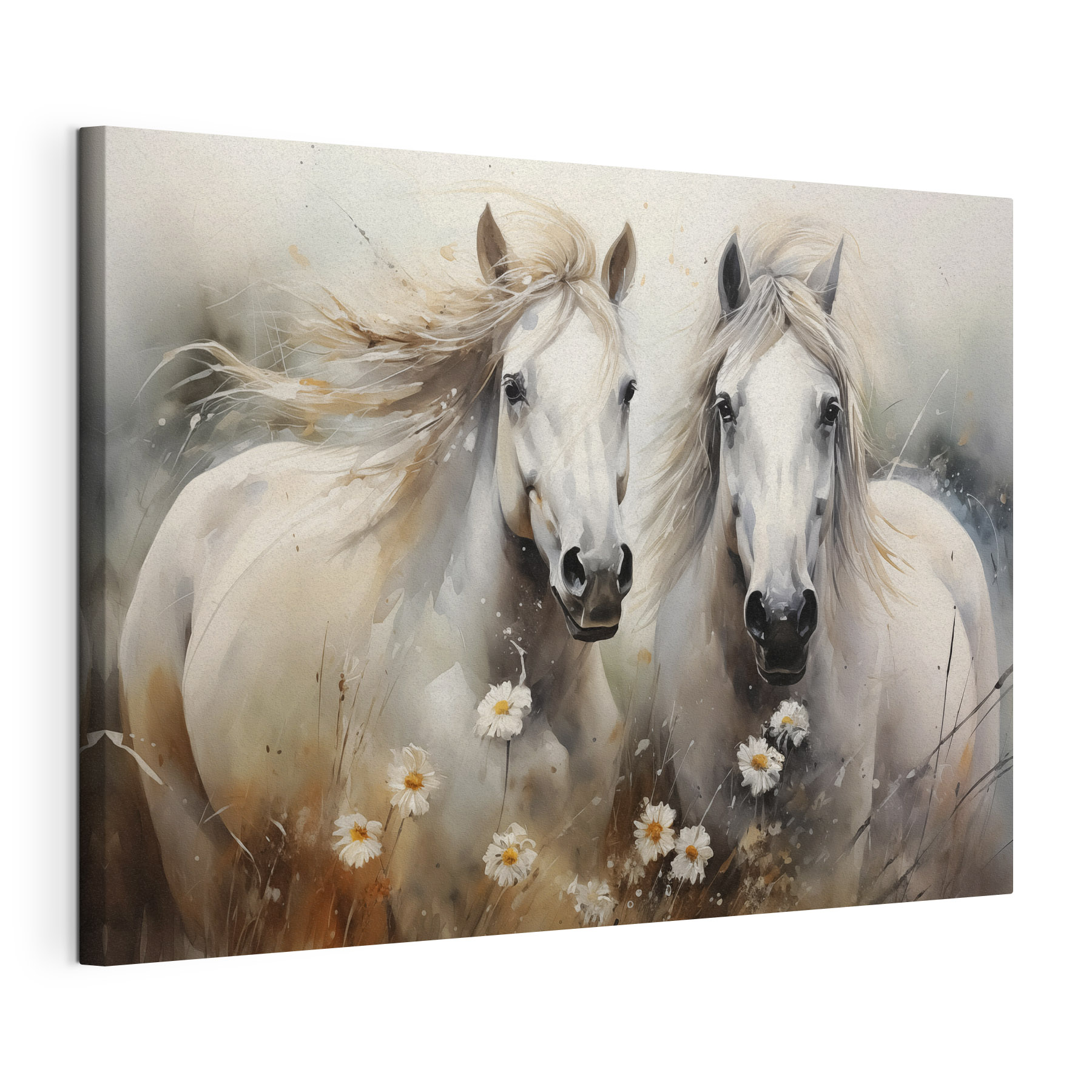 Painting of horses with flowers Painting of horses with flowers