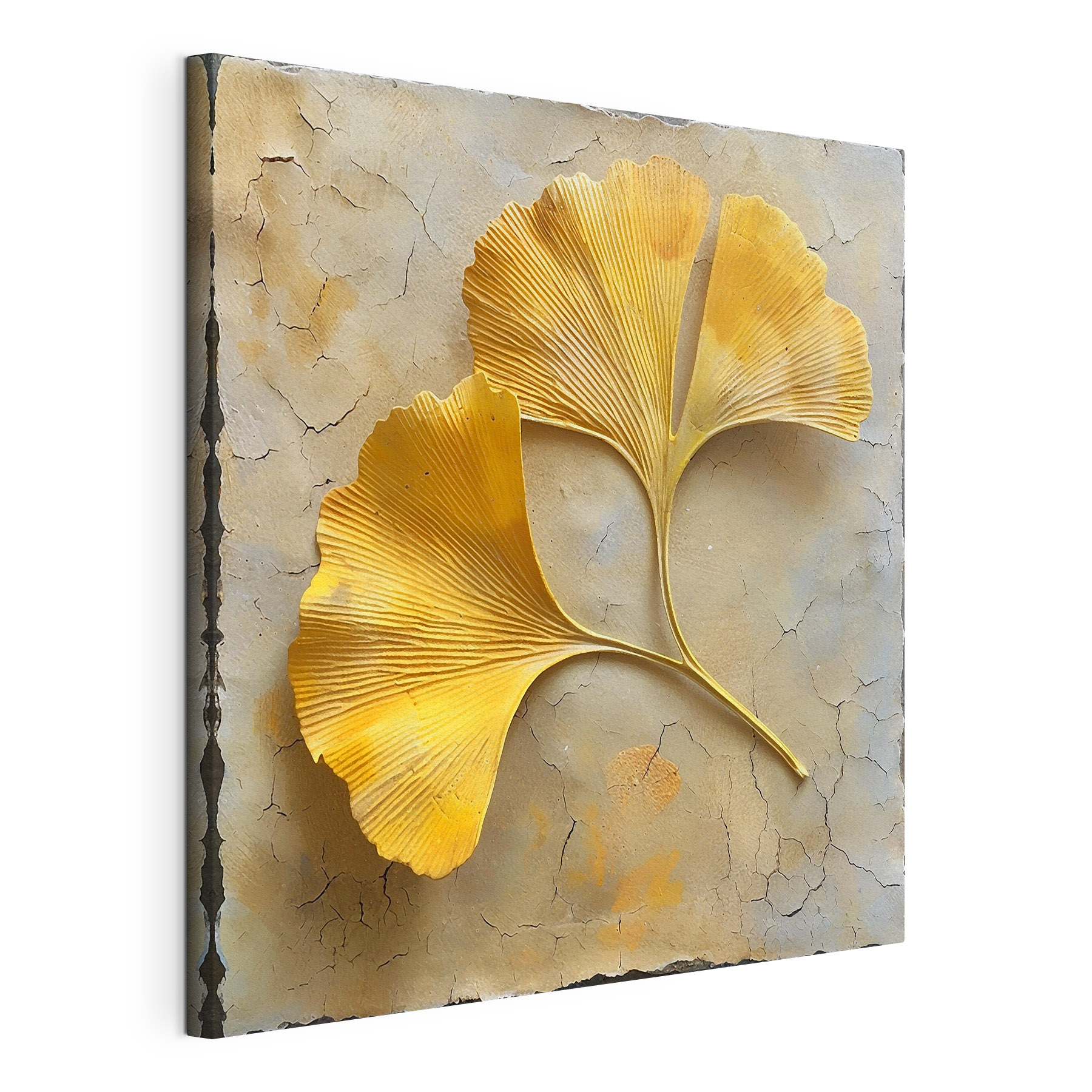 Yellow leaves on a concrete surface