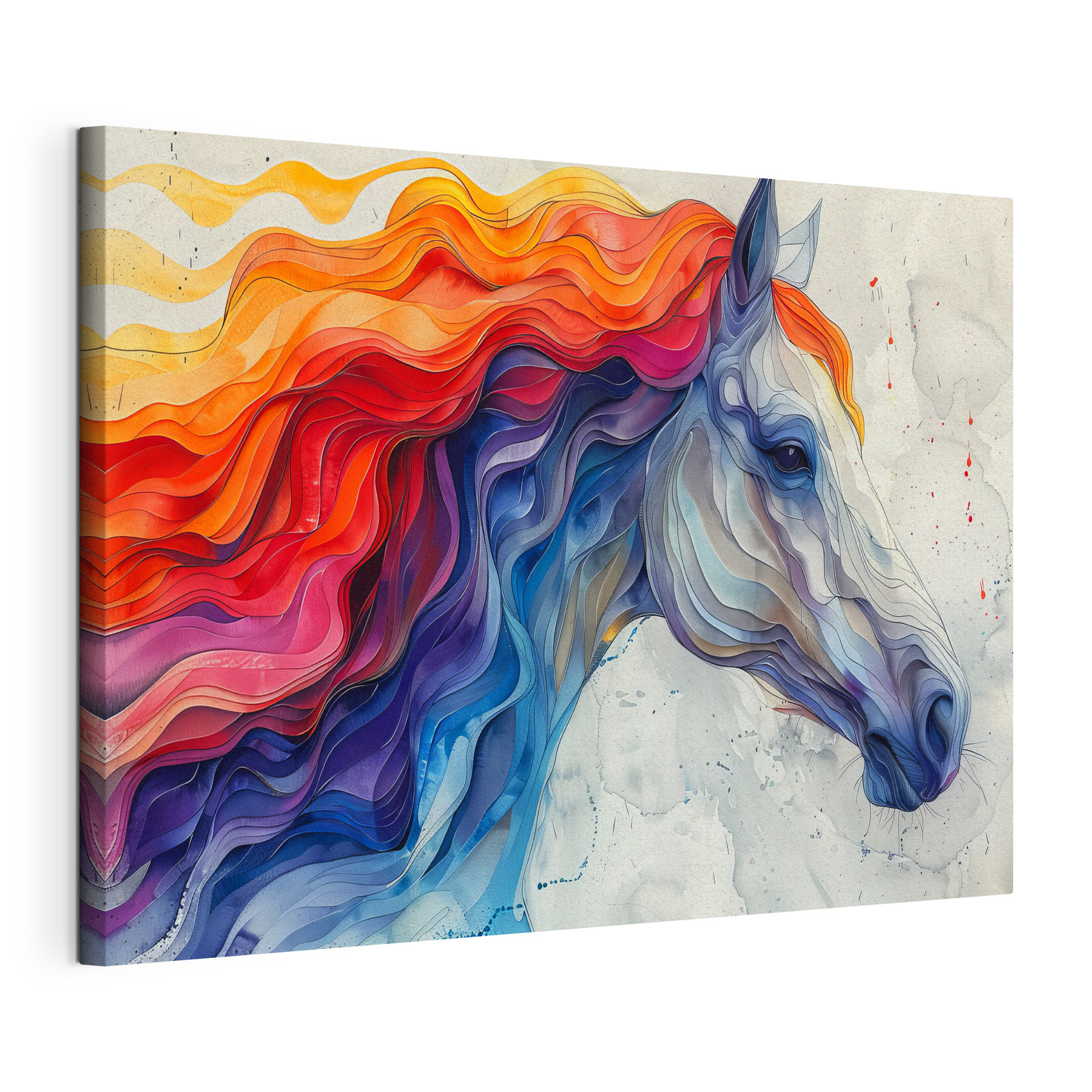 Painting of a horse with colorful hair