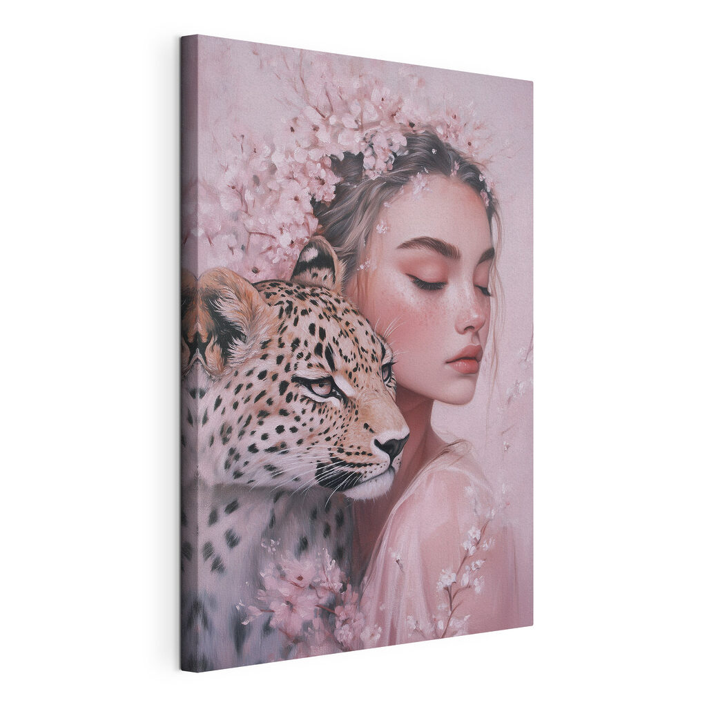 Woman with a cheetah Woman with a cheetah