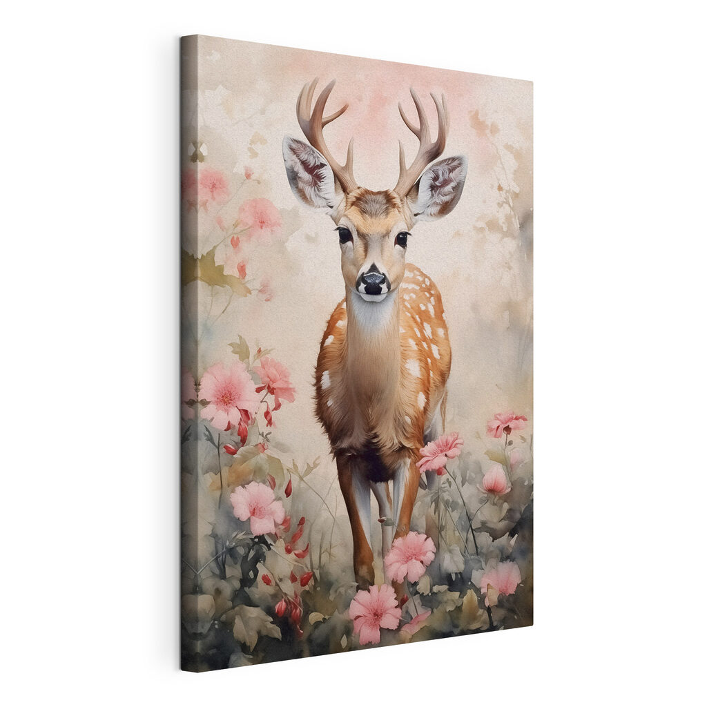 Deer in a field of flowers