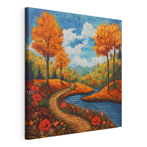 Quadri Dipinto raffigurante un fiume che scorre attraverso una foresta (COD: s40900) Quadri Quadri Dipinto raffigurante un fiume che scorre attraverso una foresta (COD: s40900)