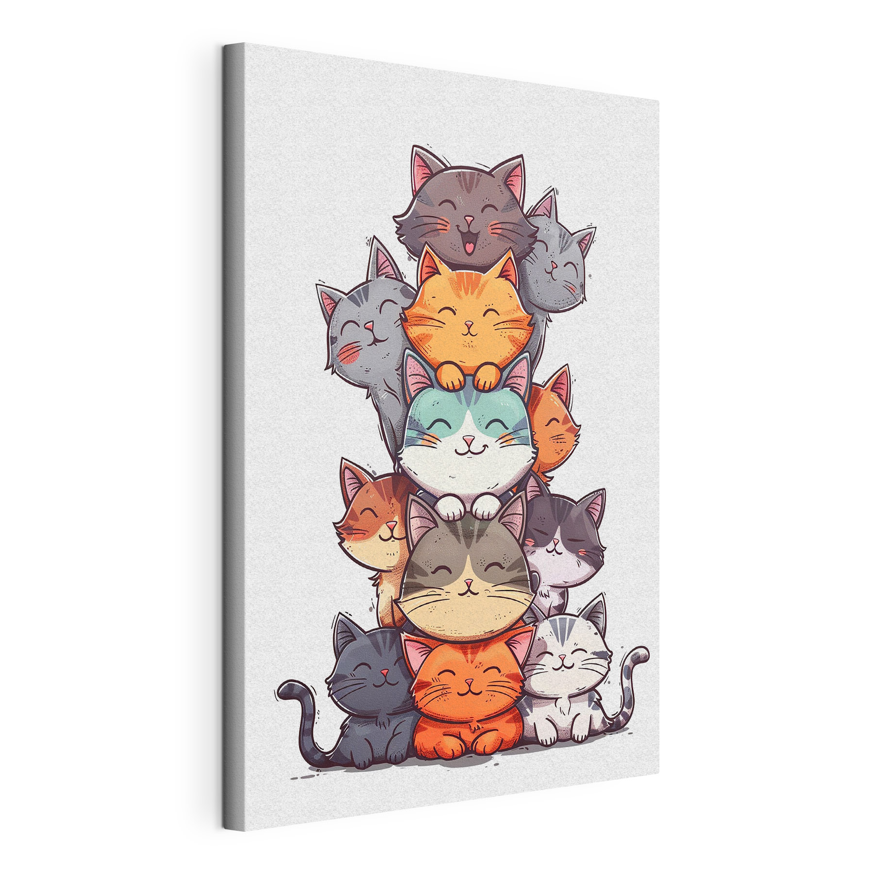 Stack of cats with their heads stacked on each other