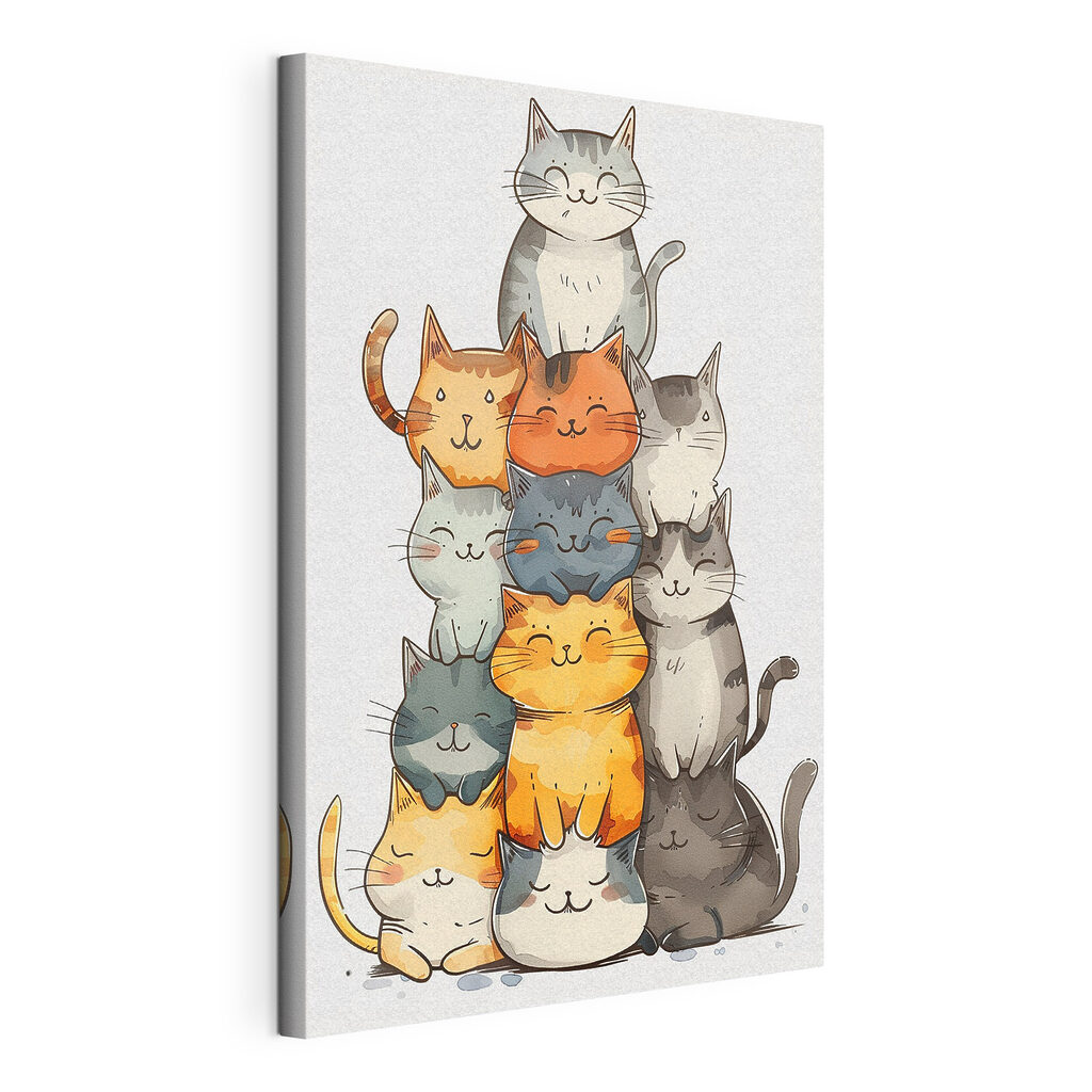 Group of cats stacked together