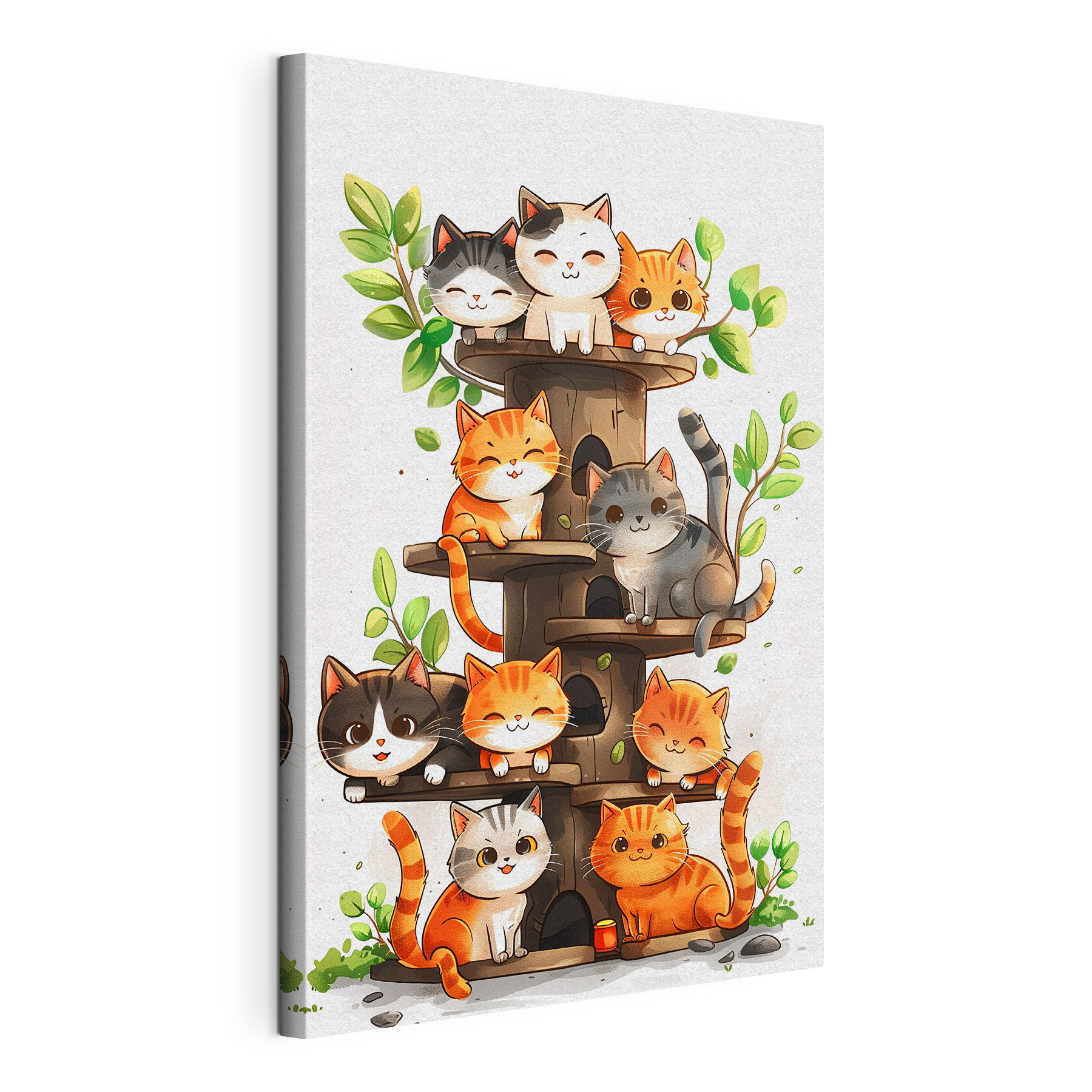 Group of cats on a tree Group of cats on a tree