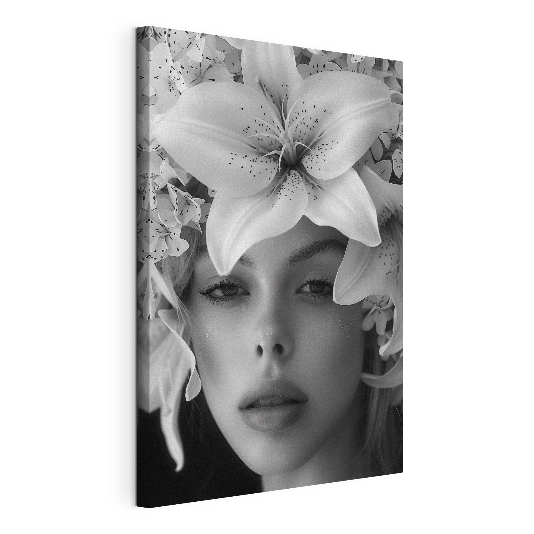 Woman with flowers on her head