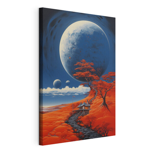 Quadri Una casa su una collina con alberi di arancio e una grande luna (COD: s40946) Quadri Quadri Una casa su una collina con alberi di arancio e una grande luna (COD: s40946)
