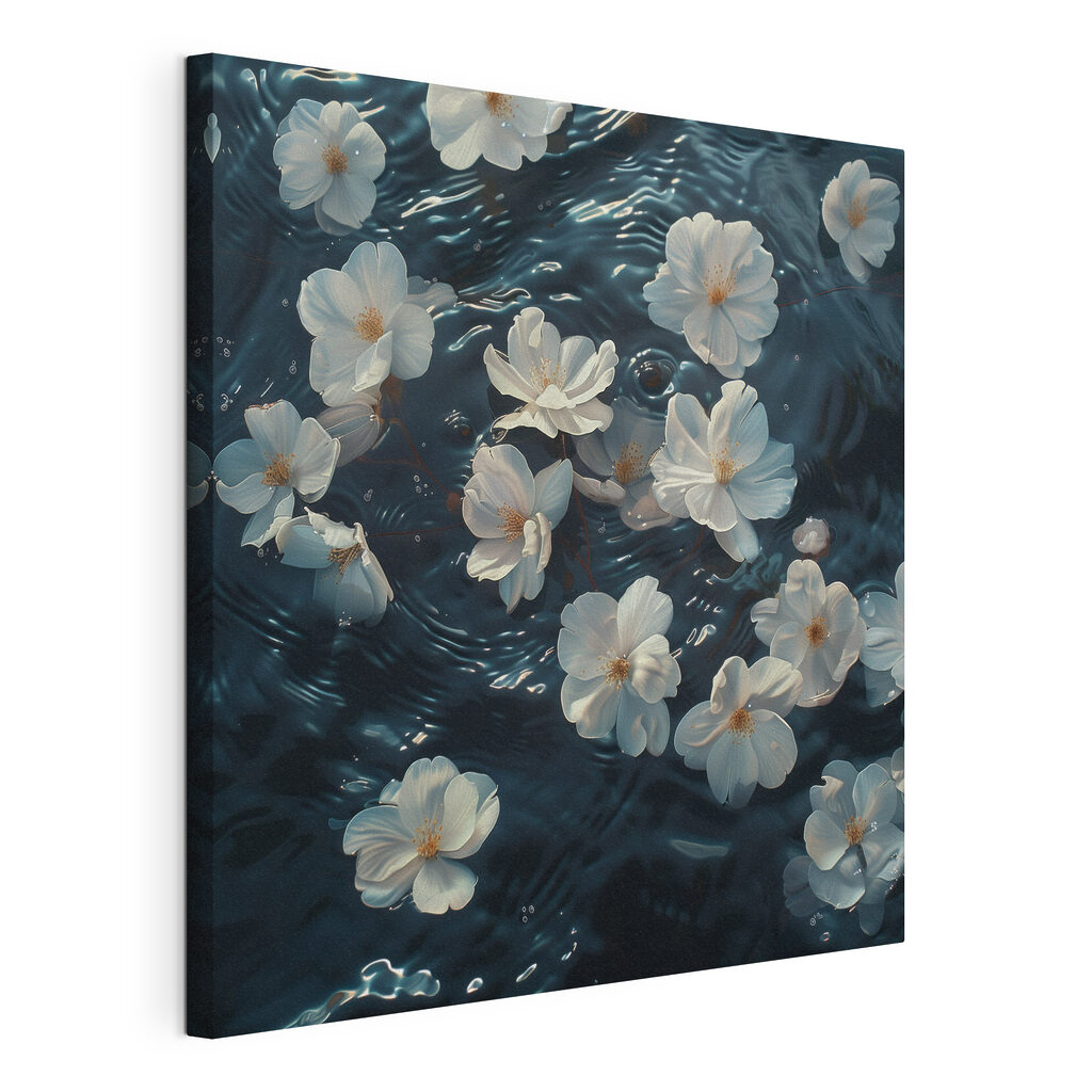 White flowers floating in water White flowers floating in water