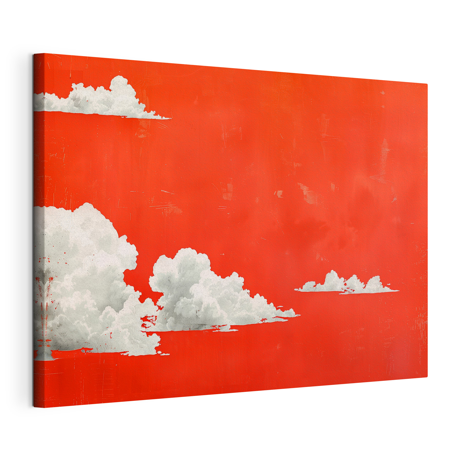 White clouds on a red background
