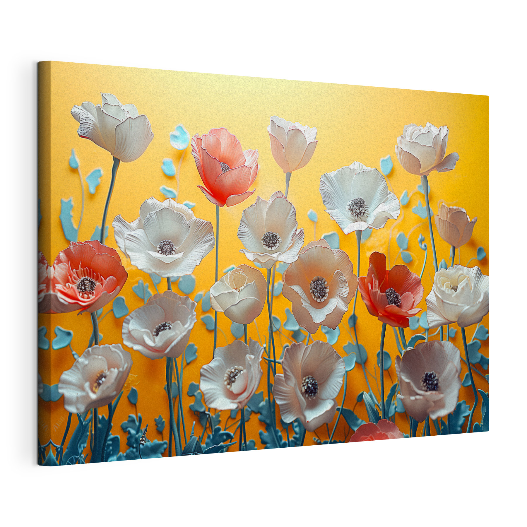 Group of flowers on a yellow background