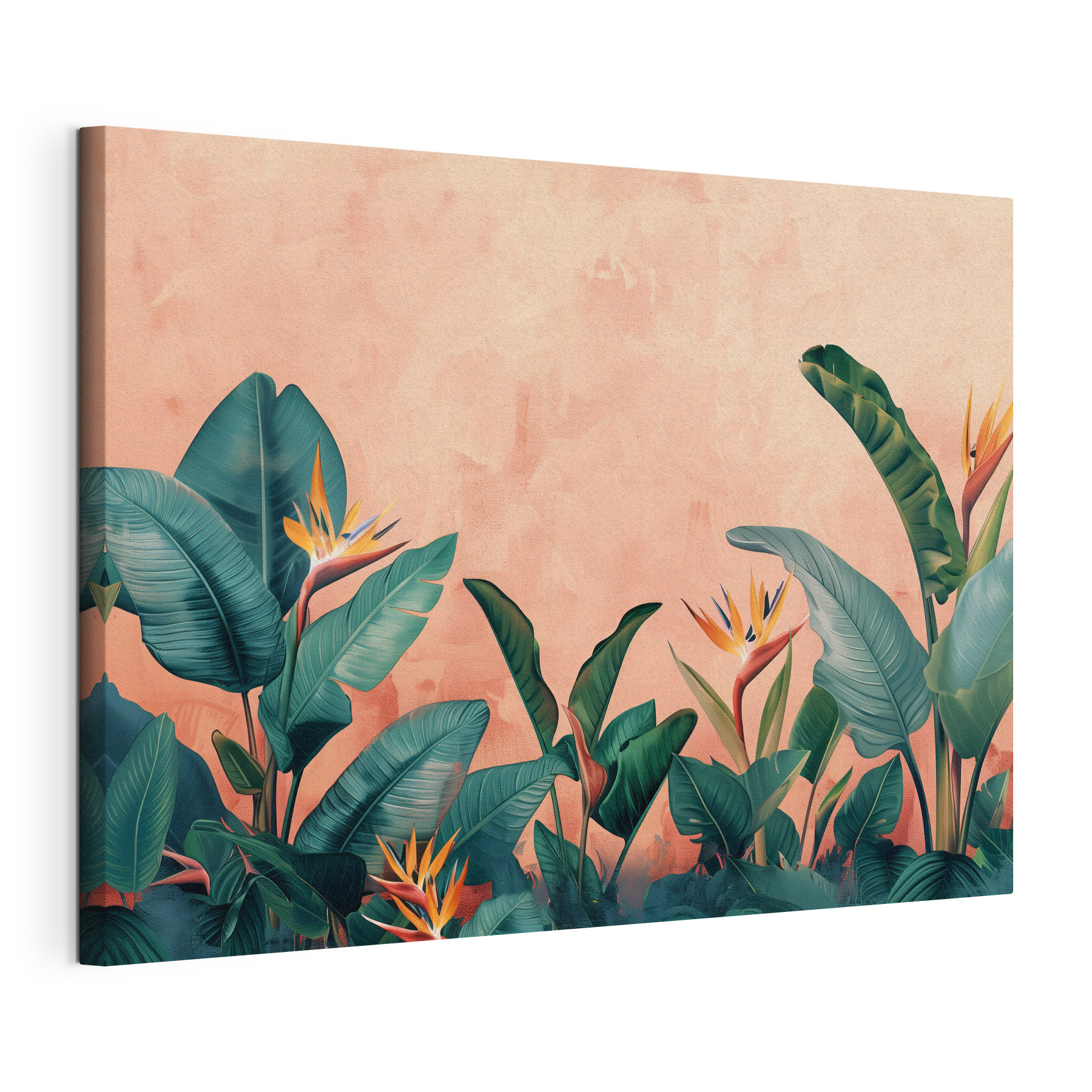 Tropical leaves with vibrant flowers Tropical leaves with vibrant flowers