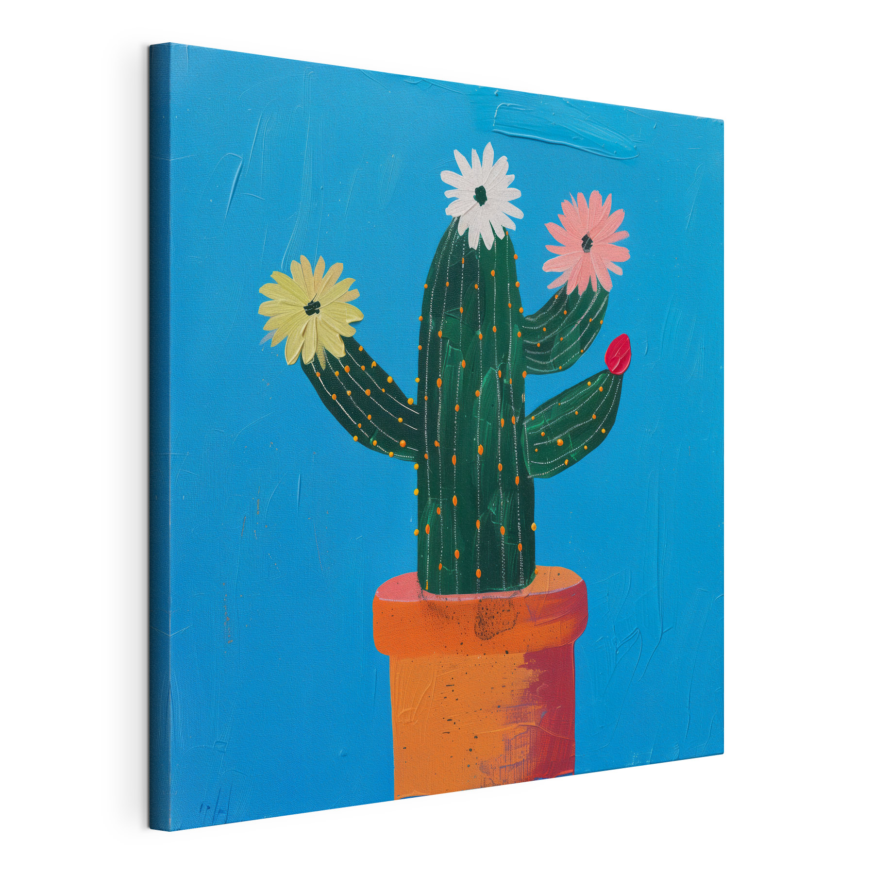 Painting of a cactus with flowers Painting of a cactus with flowers