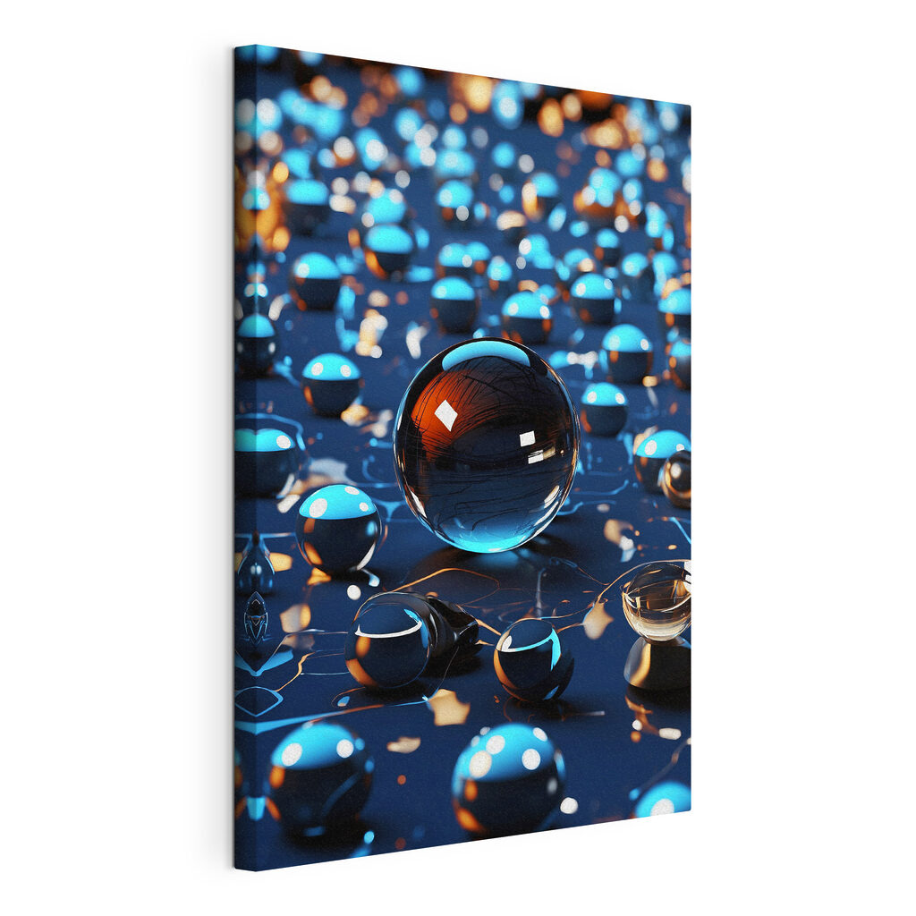 Glass ball on a blue surface