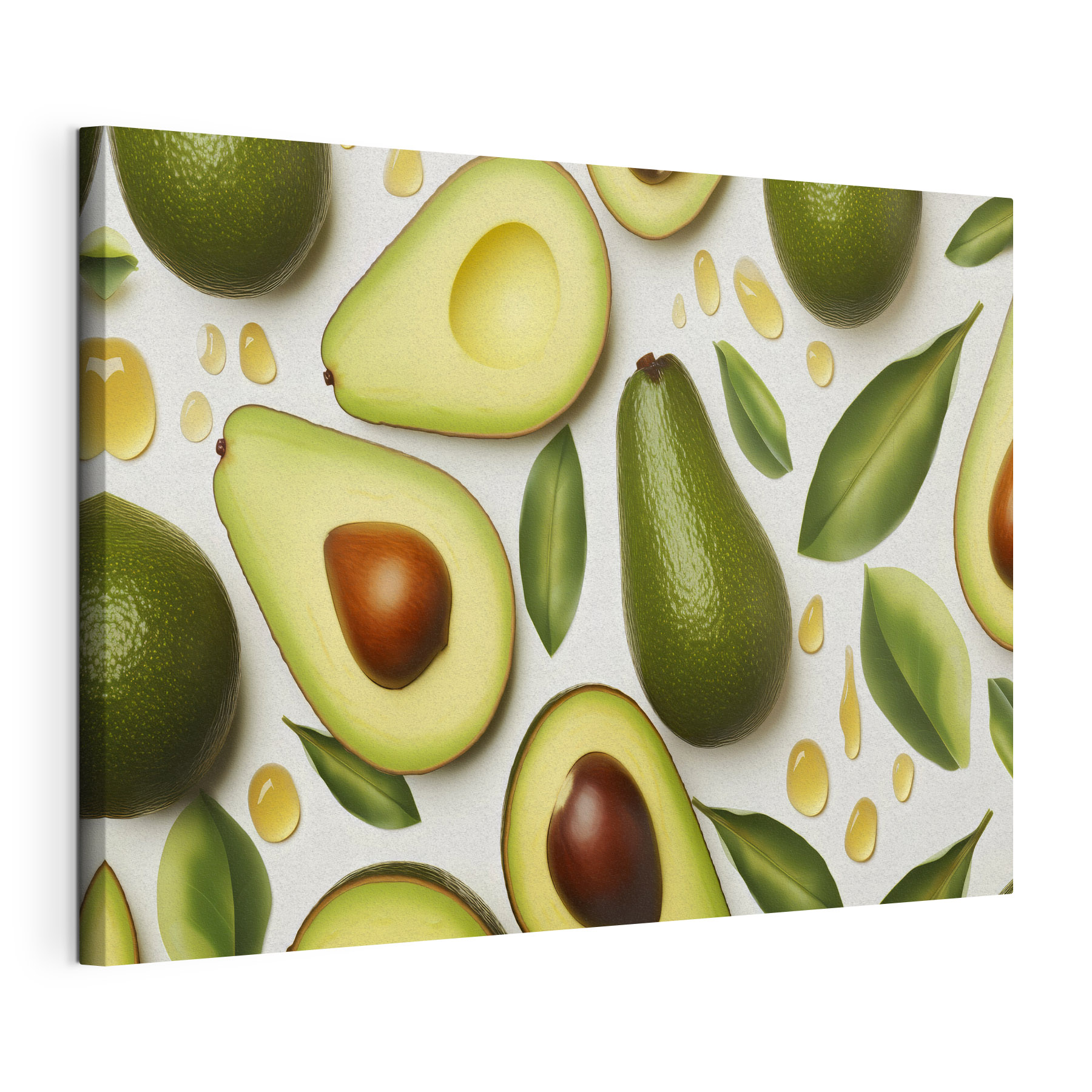 Avocados and avocados with leaves and water drops Avocados and avocados with leaves and water drops