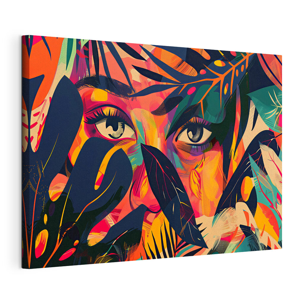 Colorful painting of a woman's face