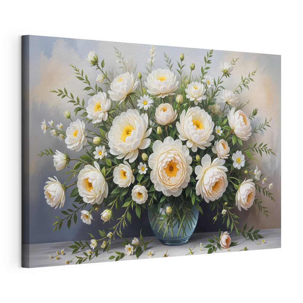 Vase of white flowers