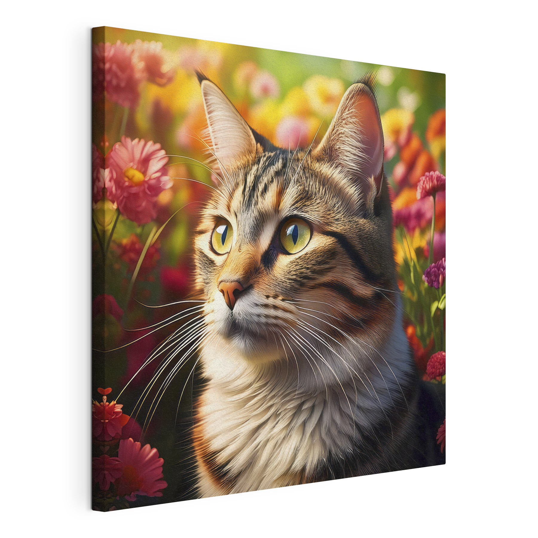 Cat in a garden of flowers Cat in a garden of flowers