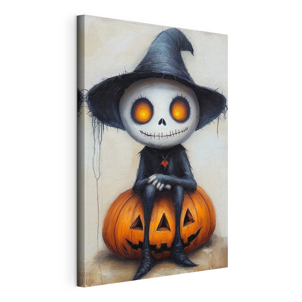 Cartoon character sitting on a pumpkin