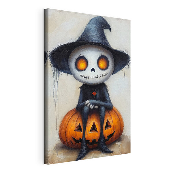Personaggio dei cartoni animati seduto su una zucca Quadri Personaggio dei cartoni animati seduto su una zucca
