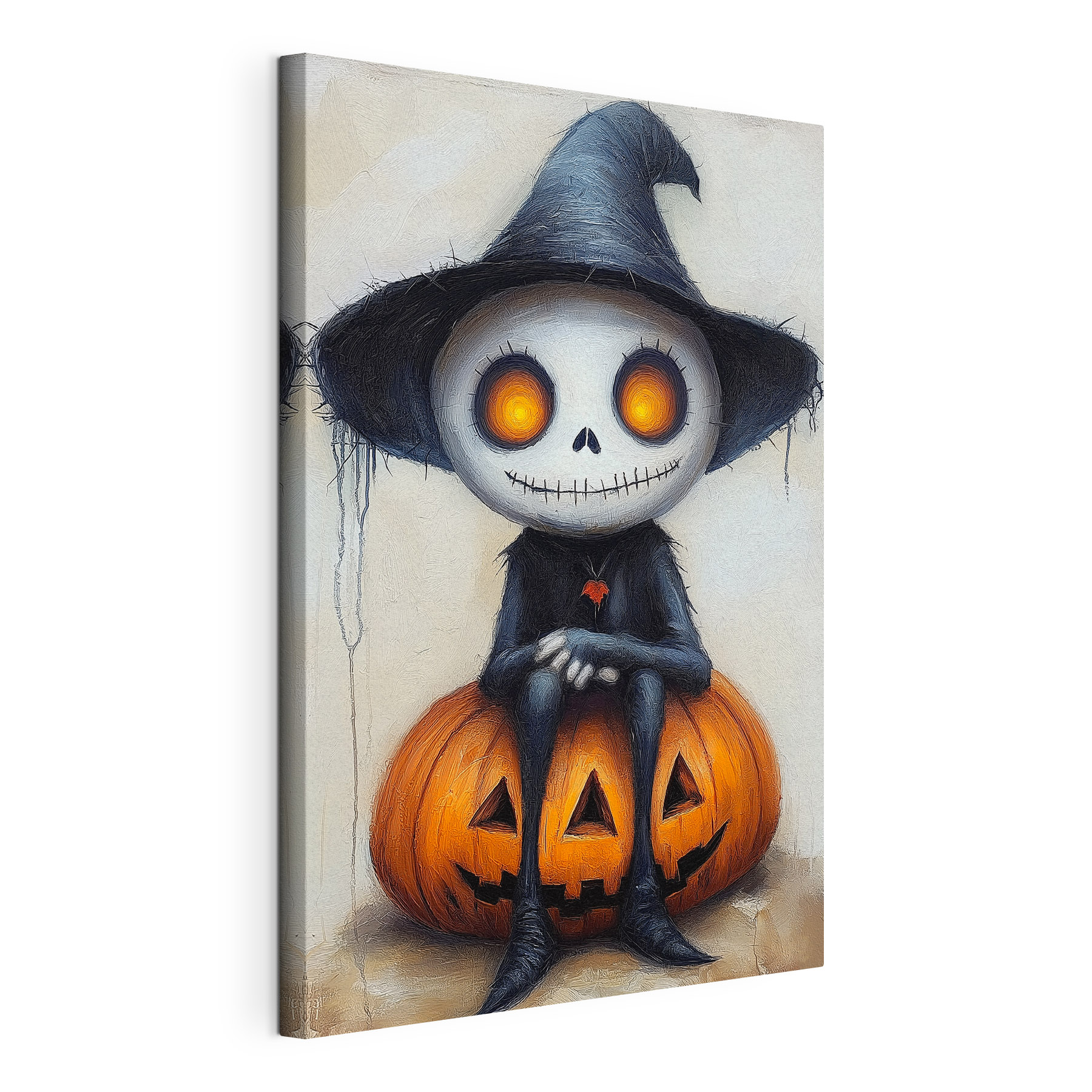 Cartoon character sitting on a pumpkin