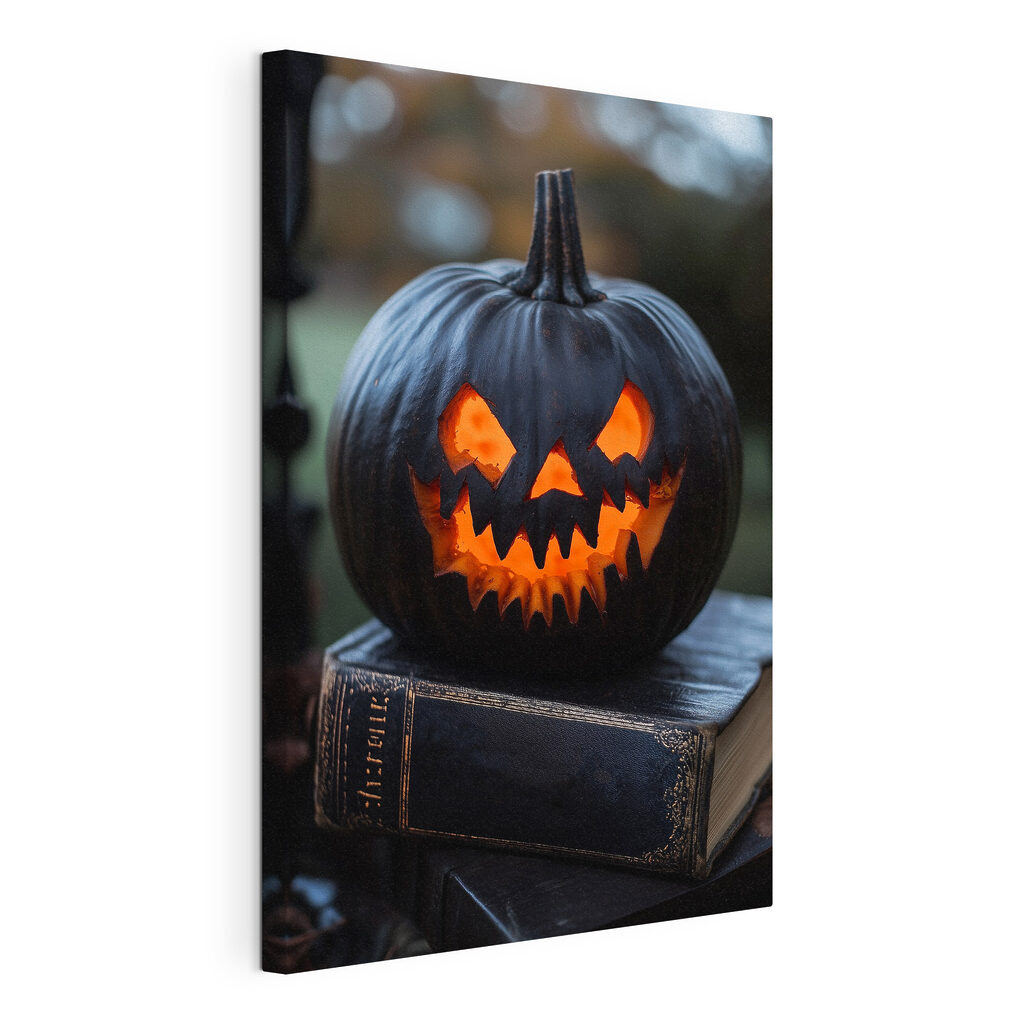 Carved pumpkin on a book Carved pumpkin on a book