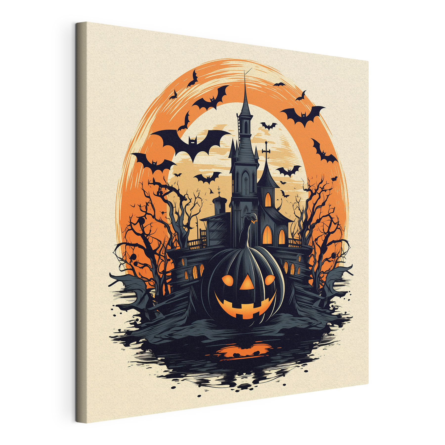 Pumpkin and a castle with bats Pumpkin and a castle with bats
