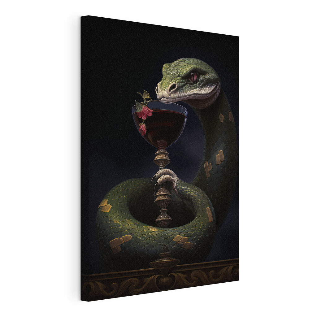 Snake holding a glass of wine Snake holding a glass of wine