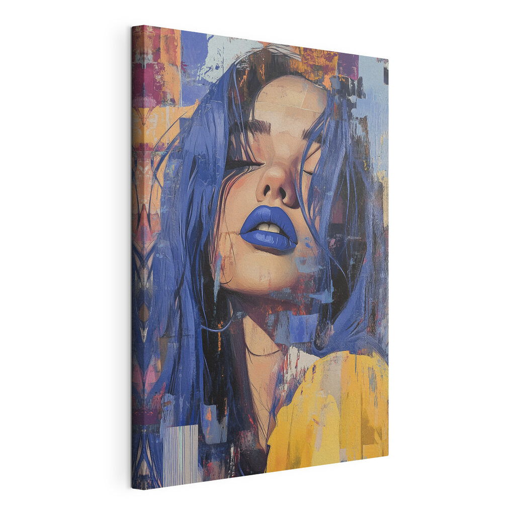 Woman with blue hair and blue lipstick Woman with blue hair and blue lipstick