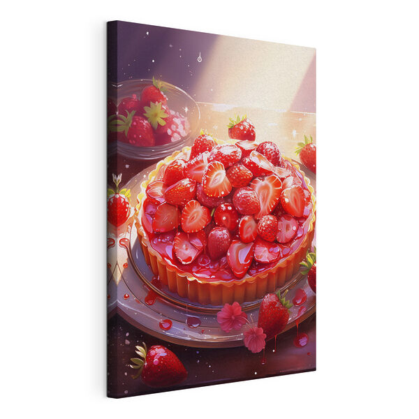 Torta alle fragole su un piatto Quadri Torta alle fragole su un piatto