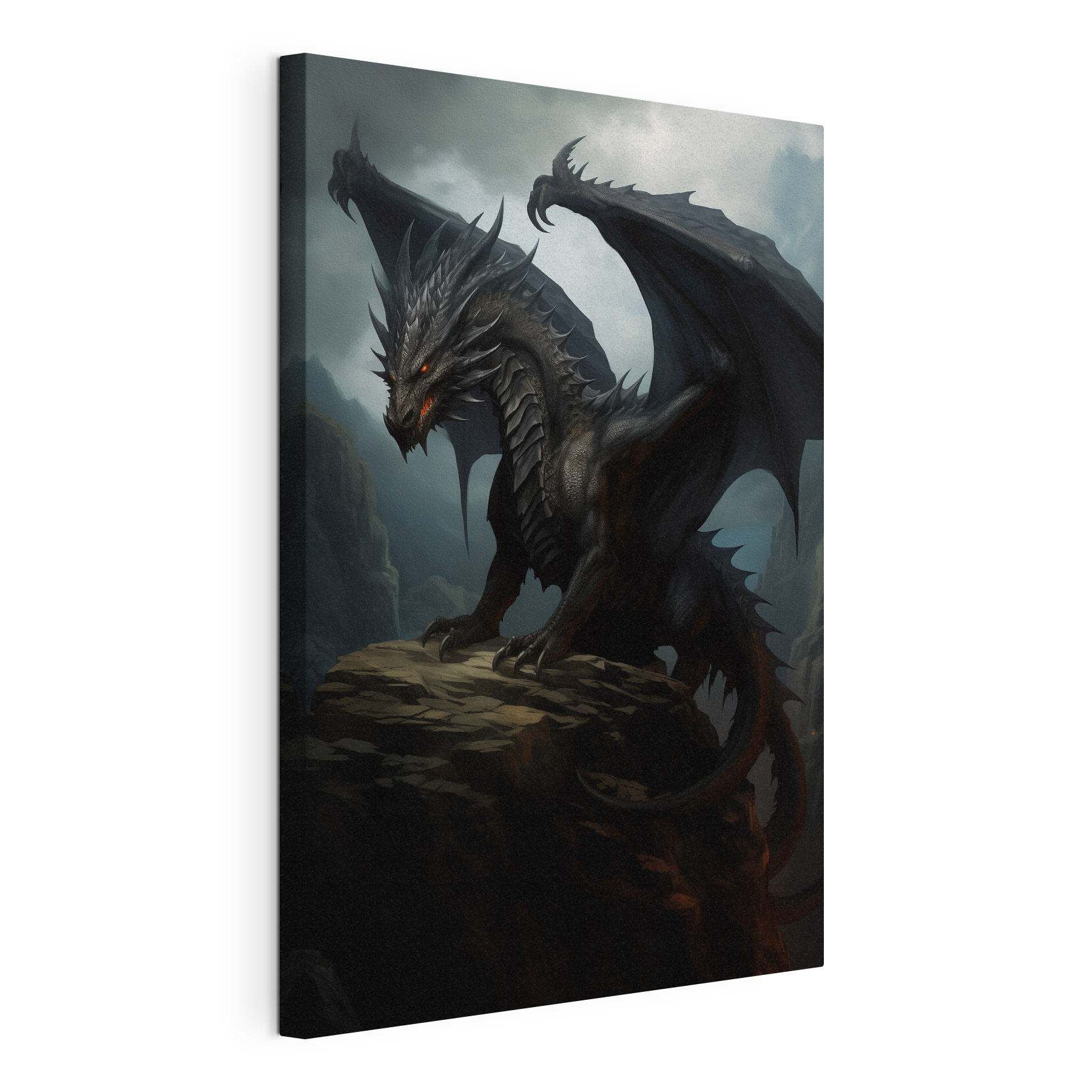 Black dragon on a rock Black dragon on a rock